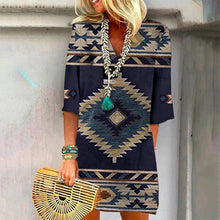 Last inn bildet i Galleri-visningsprogrammet, V-hals Vestlig Trykt Kjole