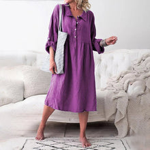 Last inn bildet i Galleri-visningsprogrammet, Uformell løs midikjole med knapper