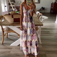 Last inn bildet i Galleri-visningsprogrammet, Ermeløs kjole med geometrisk trykk for kvinner