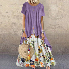 Last inn bildet i Galleri-visningsprogrammet, Rundhalset maxikjole med blomster-trykk