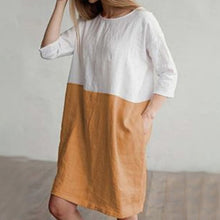 Last inn bildet i Galleri-visningsprogrammet, Fargeblokk kjole med trekvart ermer