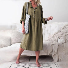 Last inn bildet i Galleri-visningsprogrammet, Uformell løs midikjole med knapper