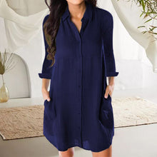 Last inn bildet i Galleri-visningsprogrammet, Ensfarget kjole i skjorte-stil