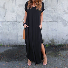 Last inn bildet i Galleri-visningsprogrammet, V-hals kjole med lommer og splitt