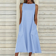 Last inn bildet i Galleri-visningsprogrammet, Ensfarget ermeløs kjole med rund hals