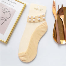 Last inn bildet i Galleri-visningsprogrammet, Ankel-lengde fisknett sokker med perler til kvinner