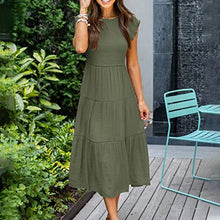 Last inn bildet i Galleri-visningsprogrammet, Ensfarget kortermet volangkjole