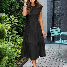 Last inn bildet i Galleri-visningsprogrammet, Ensfarget kortermet volangkjole