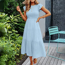 Last inn bildet i Galleri-visningsprogrammet, Ensfarget kortermet volangkjole