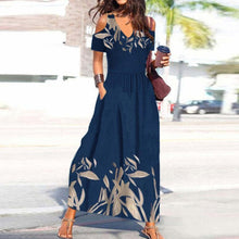 Last inn bildet i Galleri-visningsprogrammet, Maxikjole med blader trykk