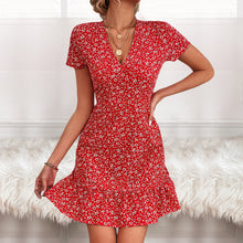 Last inn bildet i Galleri-visningsprogrammet, Polka Dot & Floral Printed V Neck Casual Dress