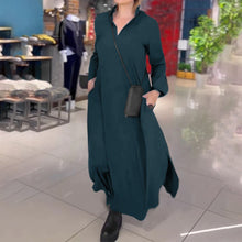 Last inn bildet i Galleri-visningsprogrammet, Lang løs kjole med sidesplitt og jakkeslag