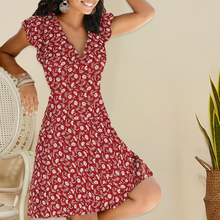 Last inn bildet i Galleri-visningsprogrammet, V-hals Kjole med Blomster-trykk