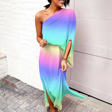 Last inn bildet i Galleri-visningsprogrammet, Elegant blomsteret kjole med skrå  utringning og enkelt ermet