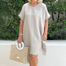 Last inn bildet i Galleri-visningsprogrammet, Ensfarget kjole i bomull og lin