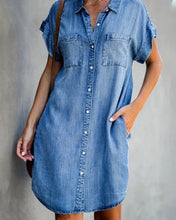 Last inn bildet i Galleri-visningsprogrammet, Denimklänning med korta ärmar