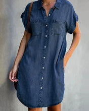 Last inn bildet i Galleri-visningsprogrammet, Denimklänning med korta ärmar