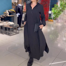 Last inn bildet i Galleri-visningsprogrammet, Lang løs kjole med sidesplitt og jakkeslag