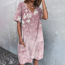 Last inn bildet i Galleri-visningsprogrammet, Kortermet kjole med trykk med lommer