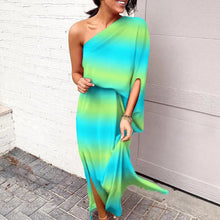 Last inn bildet i Galleri-visningsprogrammet, Elegant blomsteret kjole med skrå  utringning og enkelt ermet