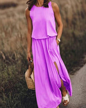 Last inn bildet i Galleri-visningsprogrammet, Ensfarget Tank-kjole med Rund Hals og Splitt