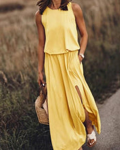 Last inn bildet i Galleri-visningsprogrammet, Ensfarget Tank-kjole med Rund Hals og Splitt