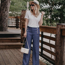 Last inn bildet i Galleri-visningsprogrammet, Uformell Ensfarget Bukse med Vide Ben