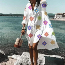 Last inn bildet i Galleri-visningsprogrammet, Langermet trykt kjole med løs passform