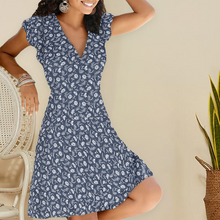 Last inn bildet i Galleri-visningsprogrammet, V-hals Kjole med Blomster-trykk