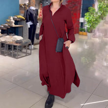 Last inn bildet i Galleri-visningsprogrammet, Lang løs kjole med sidesplitt og jakkeslag