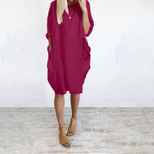 Last inn bildet i Galleri-visningsprogrammet, Løs Kjole med Rund Hals og Sidelommer