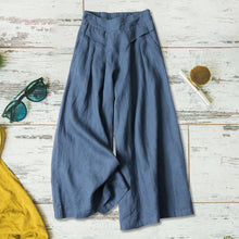 Last inn bildet i Galleri-visningsprogrammet, Uformelle bukser med løs passform og brede ben i bomull og lin for damer