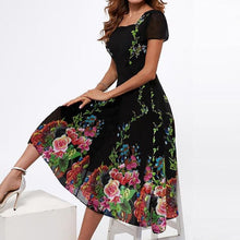 Last inn bildet i Galleri-visningsprogrammet, Trykt kjole med firkantet hals