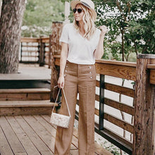 Last inn bildet i Galleri-visningsprogrammet, Uformell Ensfarget Bukse med Vide Ben