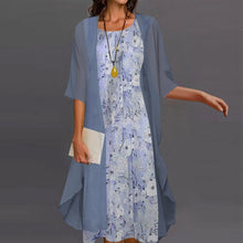 Last inn bildet i Galleri-visningsprogrammet, Elegant blomstret chiffon kjole i to deler