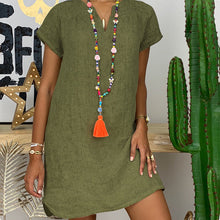 Last inn bildet i Galleri-visningsprogrammet, V-hals kjole i bomull og lin