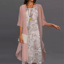Last inn bildet i Galleri-visningsprogrammet, Elegant blomstret chiffon kjole i to deler