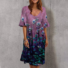 Last inn bildet i Galleri-visningsprogrammet, Flerfarget kjole med rund hals og halve ermer