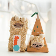 Last inn bildet i Galleri-visningsprogrammet, Varme og myke korall-fleece sokker med juletema og gaveeske (4 Par)