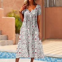 Last inn bildet i Galleri-visningsprogrammet, Trykt v-hals kjole med knapper og lommer