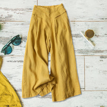 Last inn bildet i Galleri-visningsprogrammet, Uformelle bukser med løs passform og brede ben i bomull og lin for damer