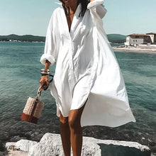 Last inn bildet i Galleri-visningsprogrammet, Langermet trykt kjole med løs passform