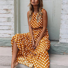 Last inn bildet i Galleri-visningsprogrammet, Ermeløs Kjole med Rund Hals og Prikkete Trykk