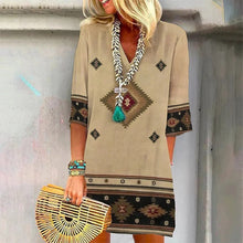 Last inn bildet i Galleri-visningsprogrammet, V-hals Vestlig Trykt Kjole