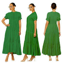 Last inn bildet i Galleri-visningsprogrammet, Ensfarget knapp med krøllet kjole i plussstørrelse