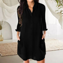 Last inn bildet i Galleri-visningsprogrammet, Ensfarget kjole i skjorte-stil