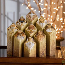 Last inn bildet i Galleri-visningsprogrammet, Himmelsøyle-statuer, 9 STK Statuer av himmelen Nativity Tree-søyle