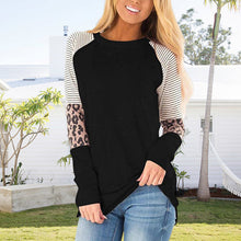 Last inn bildet i Galleri-visningsprogrammet, Dame Leopard Patch Rundhals Langermet Topp