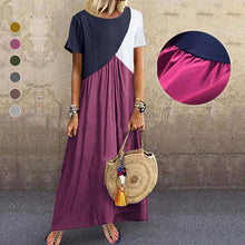 Last inn bildet i Galleri-visningsprogrammet, Kortermet Color Block Maxikjole