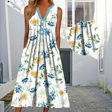 Last inn bildet i Galleri-visningsprogrammet, V-hals ermeløs kjole med blomstertrykk